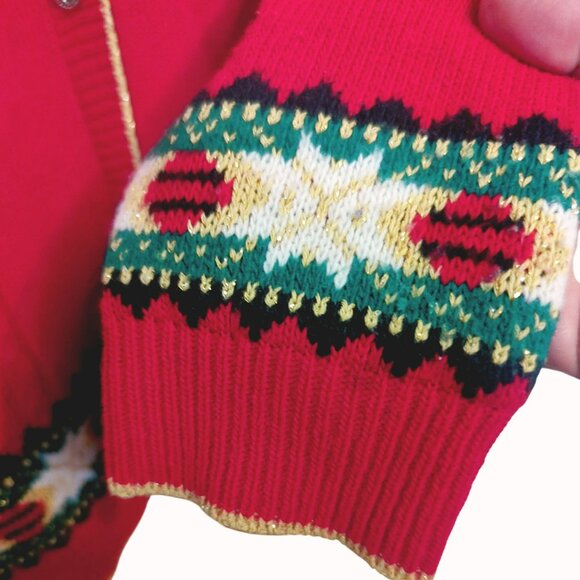 Vintage Cricket Lane Red Cardigan Sweater With Embroidered Pattern Medium - Picture 6 of 9